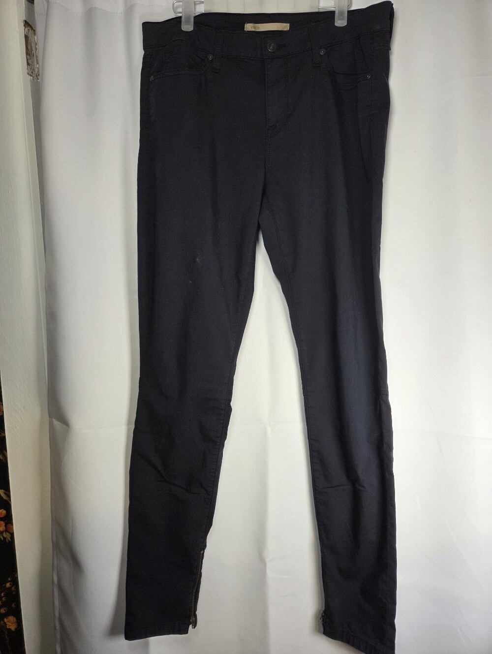 Vince Blue Stretch Skinny Cigarette Pants Navy Blue Ankle Zip Women's Size 32